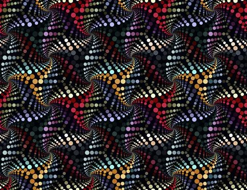 Multicolored dots and circles patchwork. Wavy structure. Vector pattern. Stock Illustration