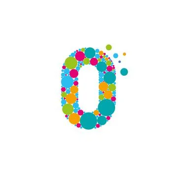 Multicolored dotted motion zero logo. Vector Stock Illustration