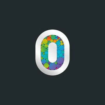 Multicolored dotted motion zero logo. Vector Stock Illustration