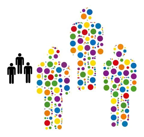 Multicolored Dotted People Icon Random Mosaic Stockillustratie