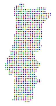 Multicolored Dotted Portugal Map Stock Illustration