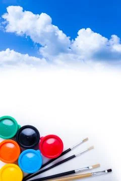 Multicolored drawing instruments for create  imagine. Top view Stock Photos