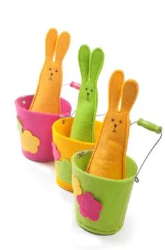Multicolored easter bunnies (vertical view) Стоковые фото