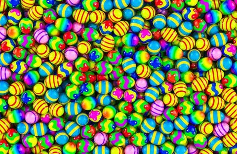 Multicolored Easter Eggs background, wallpaper. 3D rendering Stock Illustration