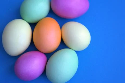 Multicolored Easter eggs, design for the holiday. Stock Photos
