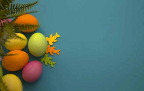Multicolored Easter eggs, design for the holiday. Stock Photos