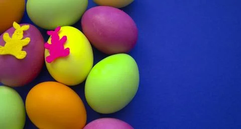 Multicolored Easter eggs, design for the holiday. Stock Photos