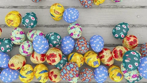 Multicolored Easter eggs with intricate floral and geometric patterns Stock Footage 298215022