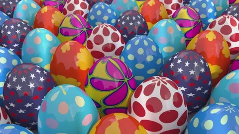 Multicolored Easter eggs with intricate floral and geometric patterns Stock Footage 299828755