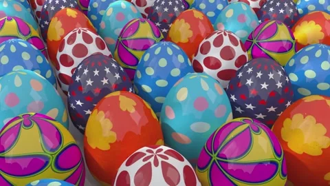 Multicolored Easter eggs with intricate floral and geometric patterns Stock Footage 299828782