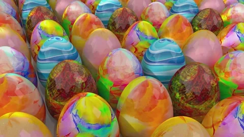 Multicolored Easter eggs with intricate floral and geometric patterns Stock Footage 300013505