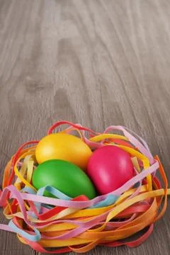 Multicolored easter eggs Stock Photos