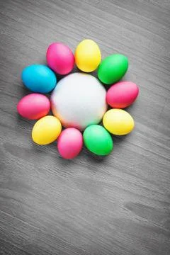Multicolored easter eggs Stock Photos