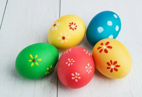 Multicolored easter eggs Stock Photos