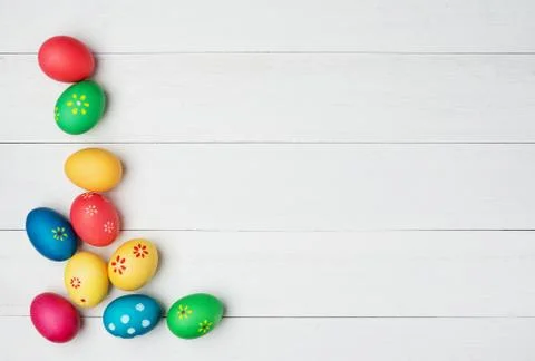 Multicolored easter eggs Stock Photos