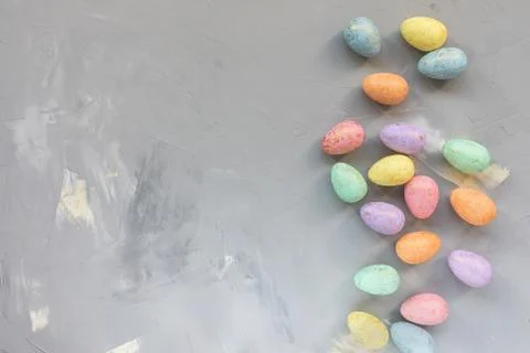 Multicolored eggs decoration. Easter concept Stock Photos