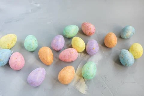 Multicolored eggs decoration. Easter concept Stock Photos