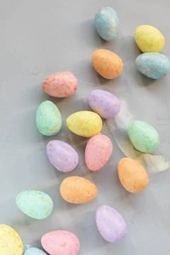 Multicolored eggs decoration. Easter concept Stock Photos