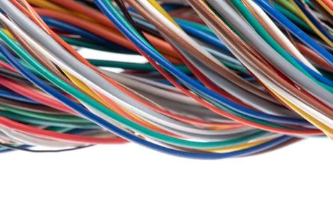 Multicolored electrical cable isolated on white Stock Photos