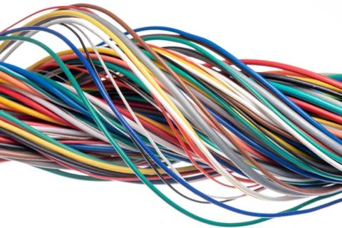 Multicolored electrical cable isolated on white Stock Photos