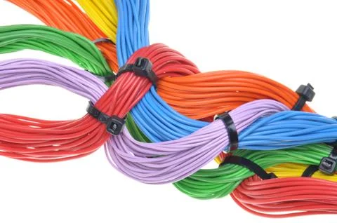 Multicolored electrical cables Foto stock