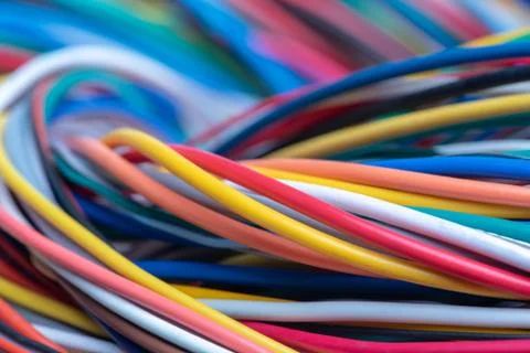 Multicolored electrical computer cable Stock Photos