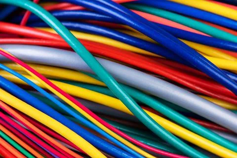 Multicolored electrical computer cable Stock-Fotos