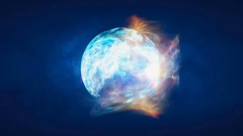 Multicolored energy magic circle sphere ball of futuristic waves and lines .. Illustrazione stock