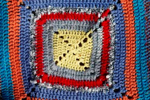 Multicolored fabric pattern handmade , beautiful abstract background Stock Photos