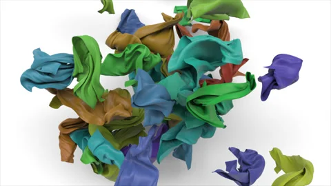 Multicolored Fabric On White Background Stock Footage 168565087