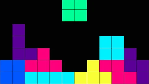 Multicolored falling blocks, abstract background geometric pixel art Stock Footage 121606899