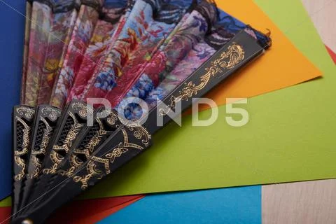 Multicolored fan disclosed Stock Photos