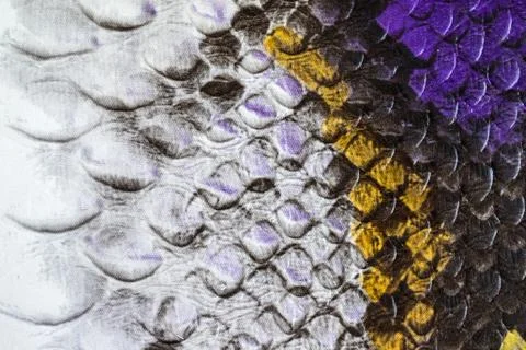 Multicolored faux leather snake Python texture for background. Close up Photos