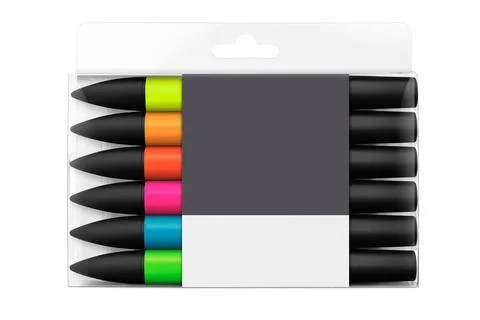 Multicolored felt tip pens isolated on a white background. Tools for drawing and Stock Photos