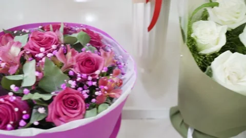 Multicolored festive bouquets Stock Footage 162180976