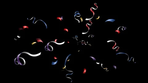 Multicolored festive ribbons floating gently in a slow motion sequence against a Video stock 335666802