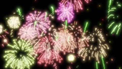 Multicolored Firework display celebration event Stock Footage 303395723