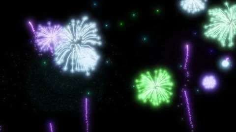 Multicolored Firework display celebration event Stock Footage 303395725