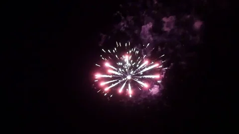 Multicolored firework element on black background to create a set of salutes. Video stock 120074422