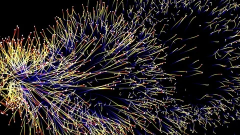 Multicolored fireworks on a black sky background Stock Footage 106300138