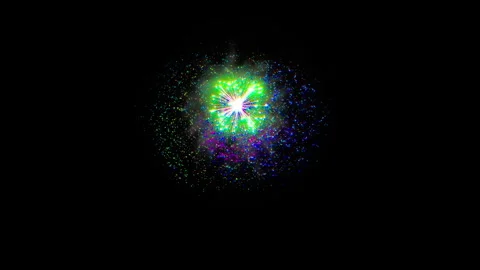 Multicolored fireworks with trial on black abstract background 스톡 동영상 252199391