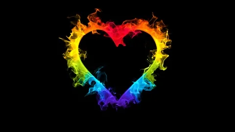 Multicolored flame heart shaped Valentine's Day love card copy space 60fps Vidéo 120653084