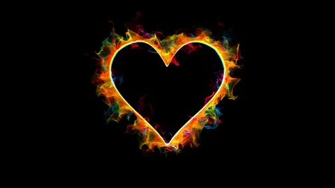 Multicolored flame heart shaped Valentine's Day love card copy space 60fps Vidéo 120653617