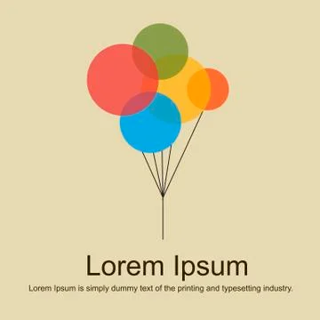 Multicolored flat balloons with copyspace for text. Greeting card Stock Illustration