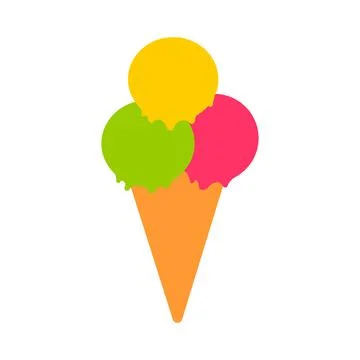Multicolored flat illustration of ice cream in a waffle cup. Vector icon. Stock Illustration