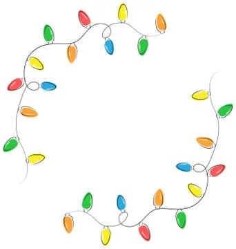 Multicolored flat led Christmas lights garland isolated on white Stock Illustration