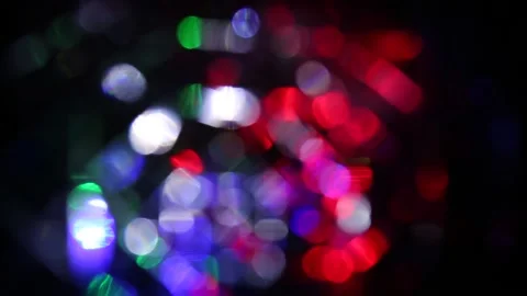 Multicolored flickering dots in full blur Vidéo 143843007