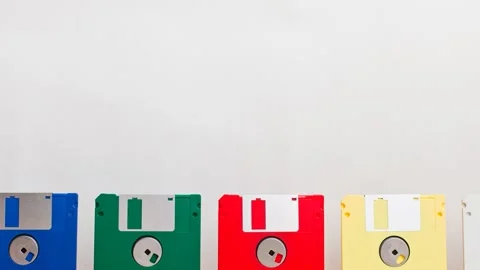 Multicolored floppy disks moves Video stock 141652518