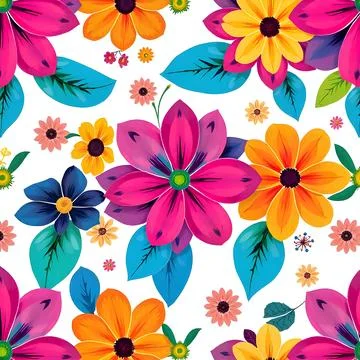 Multicolored flower seamless vector background Stock Illustration