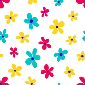 Multicolored flowers forming seamless pattern Stock Illustration